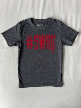 Under Armour Kids Dark Gray Tee with Red "#SWAG" Graphic